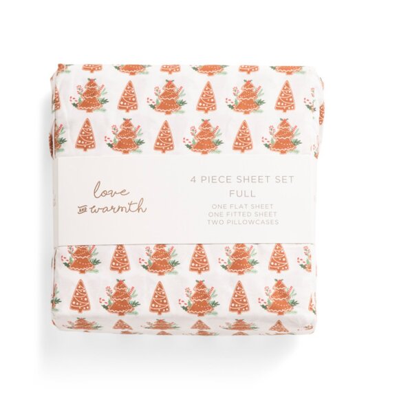 S L HOME FASHIONS multi Gingerbread Trees Sheet Set - Picture 1 of 2